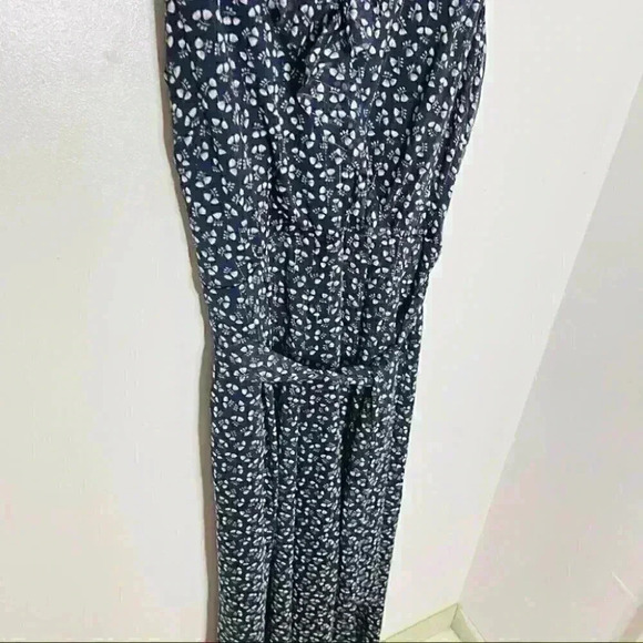 J. Crew Point Sur Sparkle Indigo Floral Jumpsuit Belted Bohemian Coastal Preppy - Picture 9 of 10